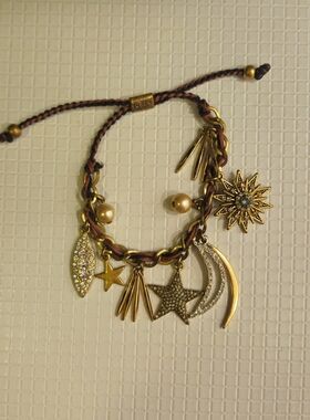 J. Crew Gold Charm Bracelet with Star and Sun Motifs